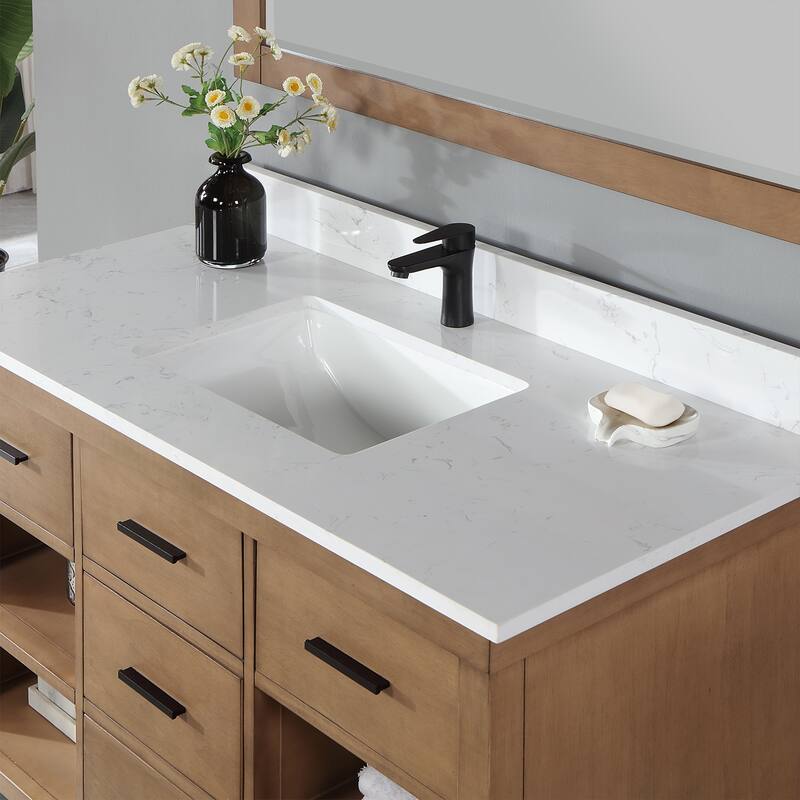 Altair Kesia Bathroom Vanity with Composite Stone Countertop with Mirror