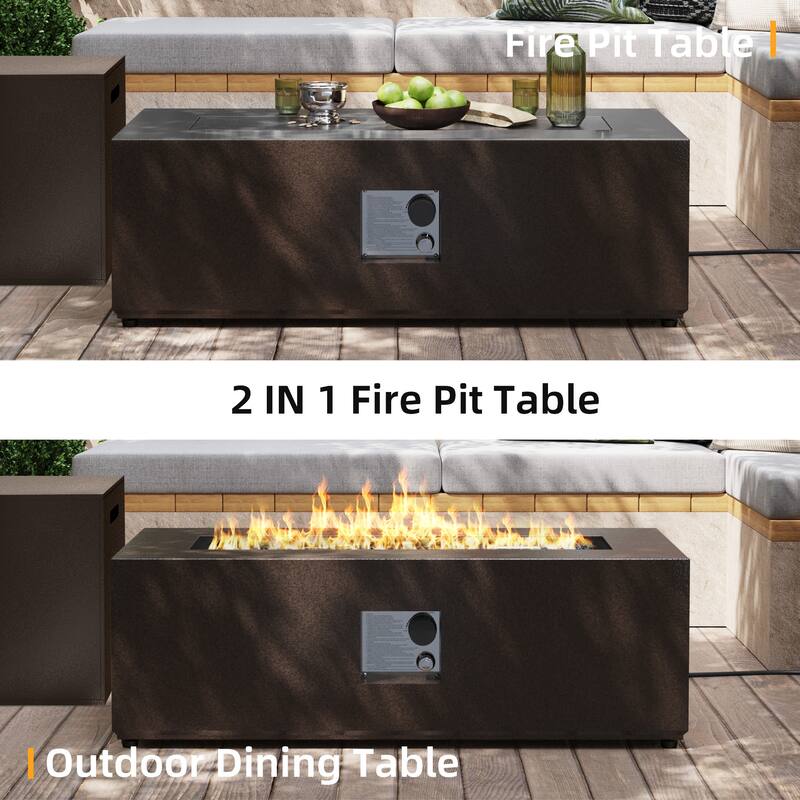Patio Watcher 42-in W 50000-BTU Iron Propane Gas Fire Pit Table with Tank Cover