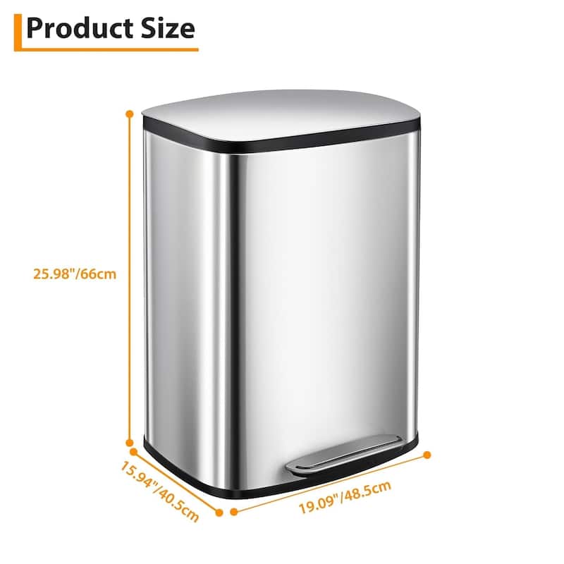 13 Gallon Kitchen Trash Can with Soft Close Lid