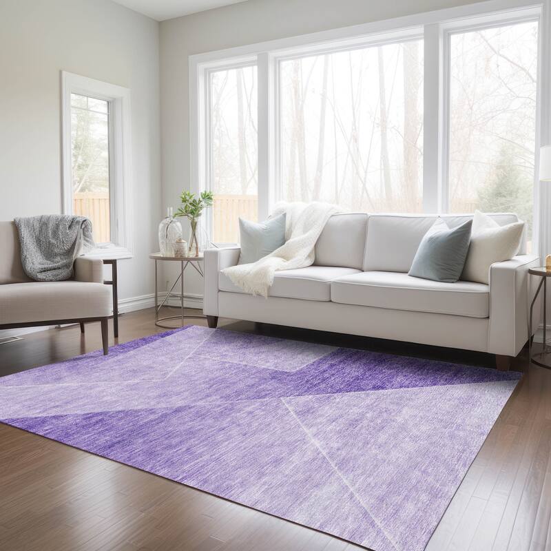 Machine Washable Indoor/ Outdoor Chantille Contemporary Abstract Rug