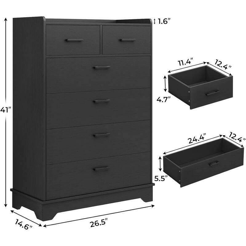 Bedroom Dresser Charging Station Storage Drawers Chest of Drawers