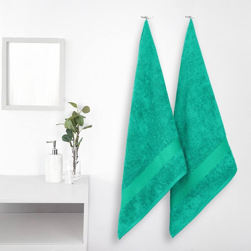 Superior Kendell Egyptian Cotton Solid Medium Weight Bath Towel Set of 2 - Sea Green