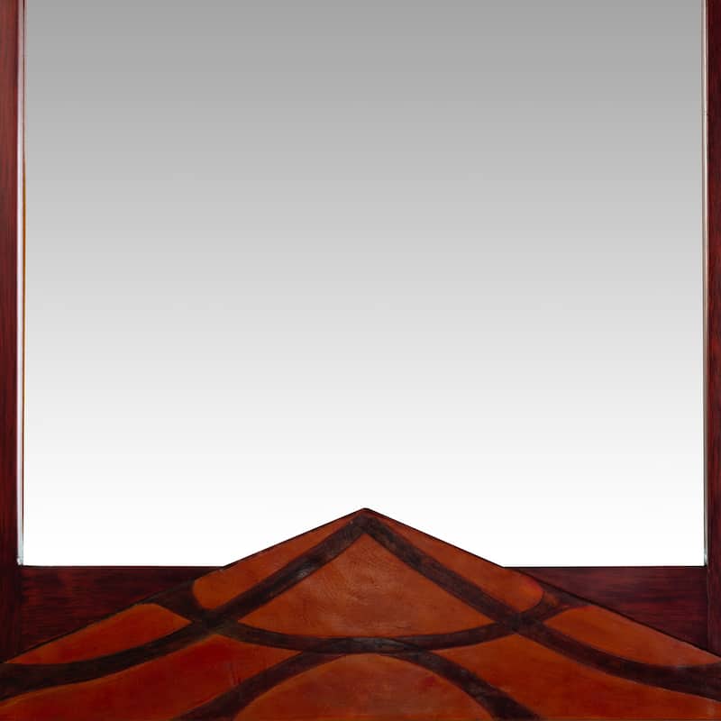 Novica Handmade Introspective Wood And Leather Wall Mirror