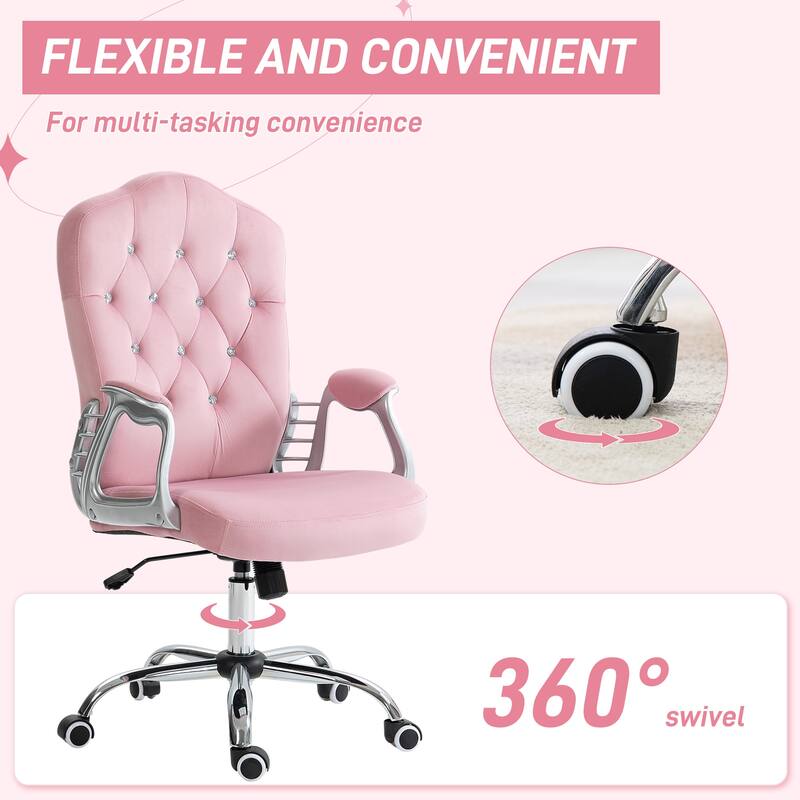 Stylish Velvet Computer Desk Chair with Adjustable Height, Lumbar Support, and Comfortable Tilt Function