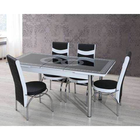 Lansdale Modern Black and White 5-piece Dining Set