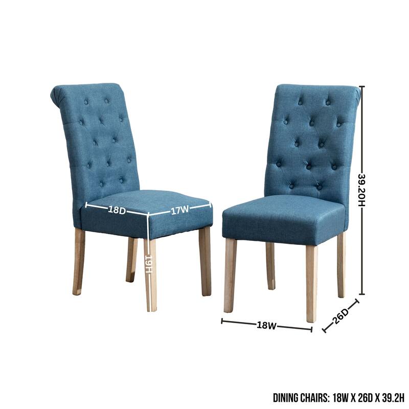 5 Piece Dining Table Set, Wooden Kitchen Furniture Set, Round Table with Cross-Buck Pedestal Base and 4 Tufted Chairs