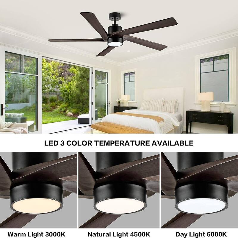 54" Matte Black Aero Blade Ceiling Fan with LED Light and Remote - Matte Black - 54"D x 54"W x 21"H
