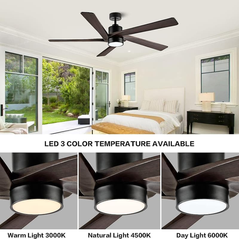 64" Matte Black Aero Blade Ceiling Fan with LED Light and Remote - Matte Black - 64"D x 64"W x 21"H