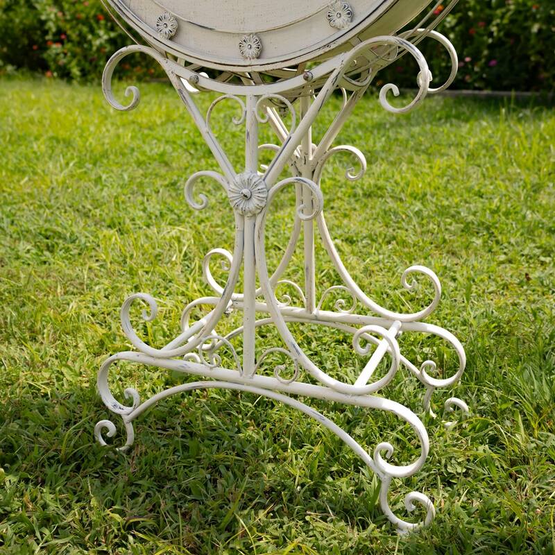 Set of 2 Tall "Tamar" Iron Planters in Antique White