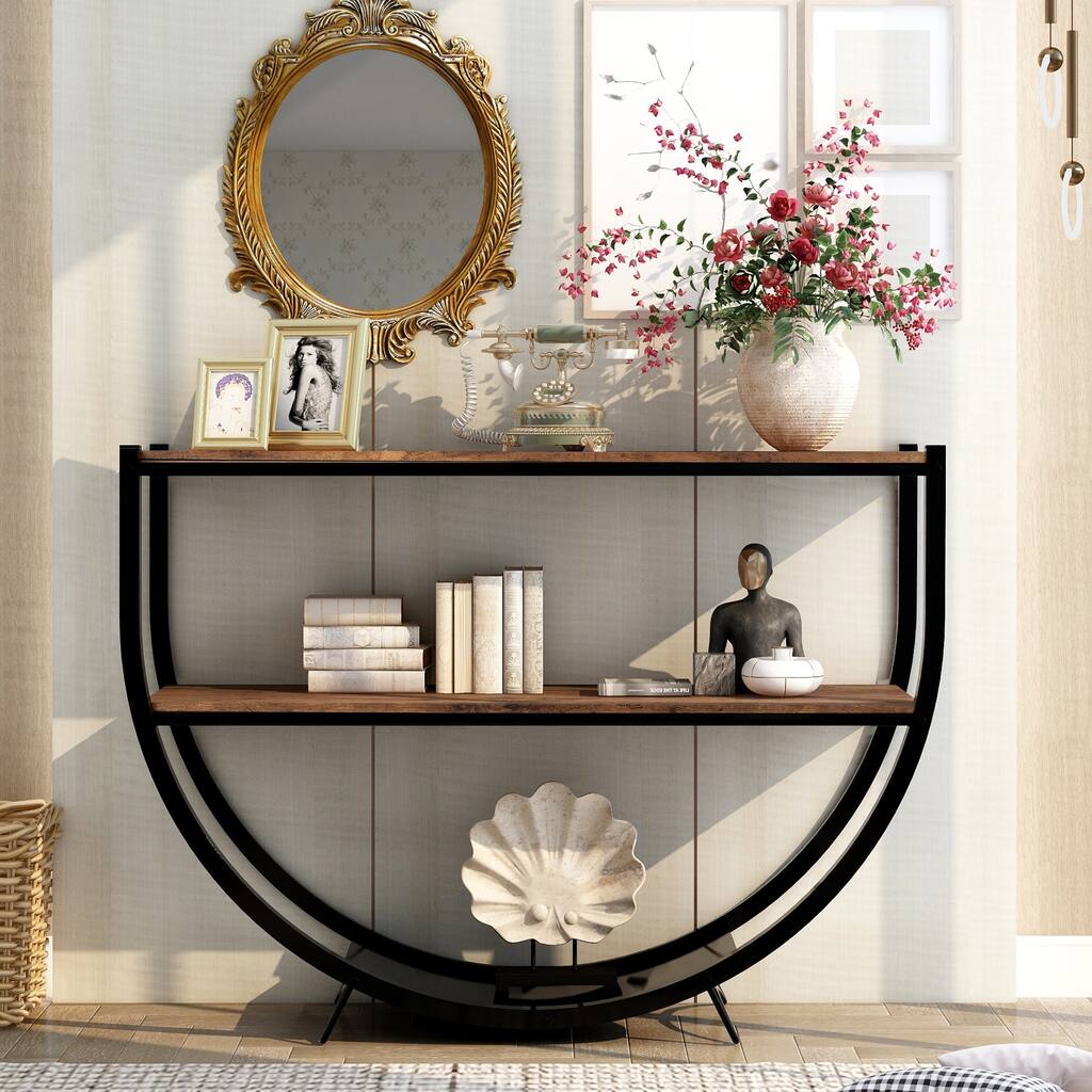 Nestfair Rustic Industrial Metal Distressed Wood Console Table