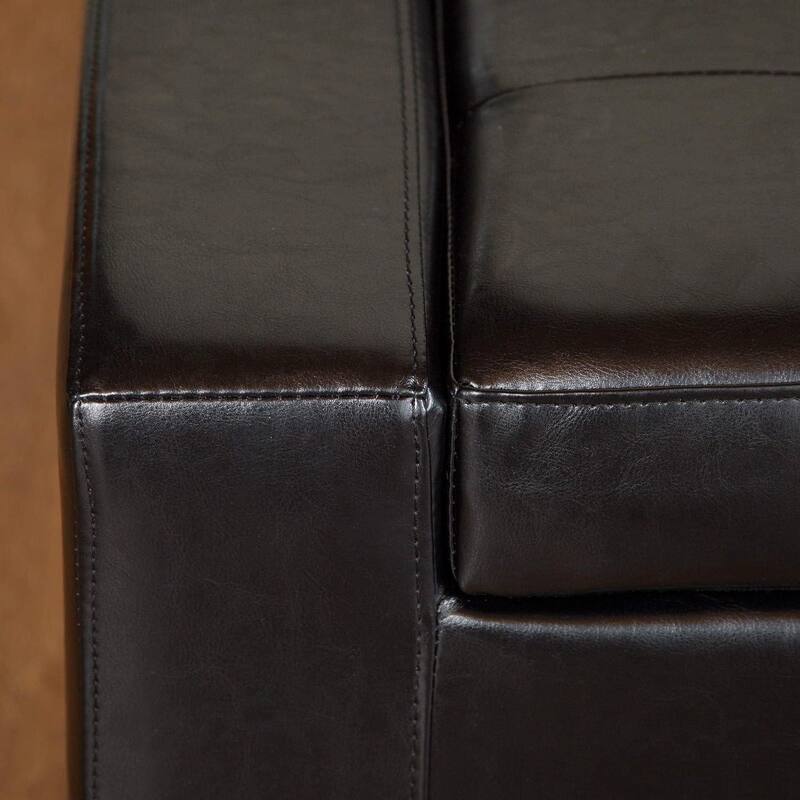 Roomfitters Tufted Faux Leather Storage Ottoman Bench with Armrests, Entryway or Bedroom Seat