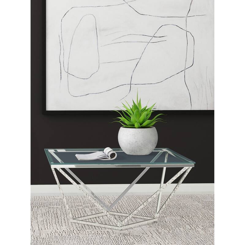 Brittania Square Glass Top Geometric Coffee Table Nickel