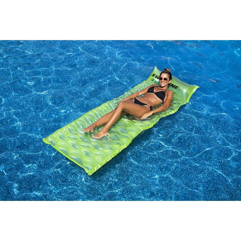 72" Inflatable Lime Green Bubble Swirled Swimming Pool Air Mattress Float