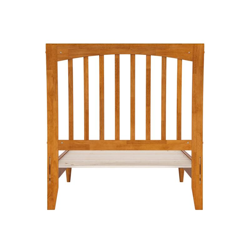 Solid Wood Sleigh Bed - Low Profile Platform Bed Frame, Twin Size, Light Toffee Finish