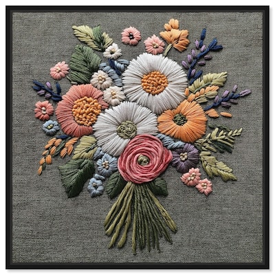 Stitched Bloom Bouquet II Canvas by Art Remedy