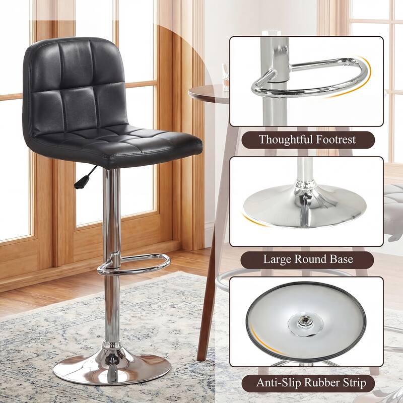 Gymax Swivel Bar Stools Set of 2 w/ Backrests Footrests & Metal Base