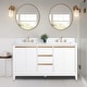 preview thumbnail 91 of 177, Vanity Art Bathroom Vanity with Ceramic Sink and Engineered Marble Top 60" (Double Sink) - White