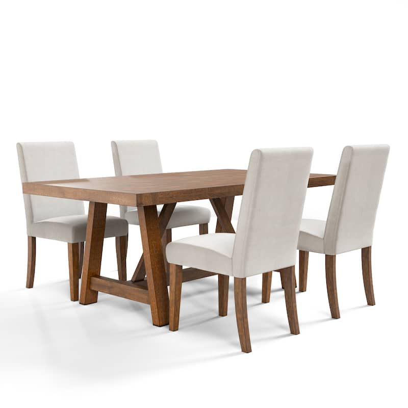 Furniture of America Drystan Rustic 5-Piece Brown Solid Wood Dining Table Set