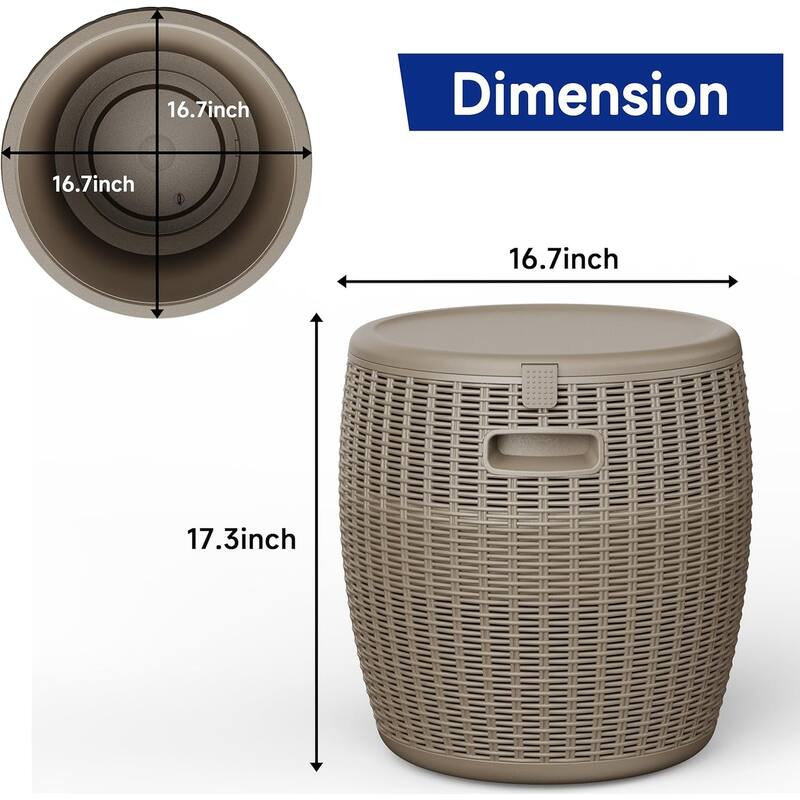 All-in-one Outdoor Ice Bucket, Indoor Storage Basket Seat, Durable Rattan Design