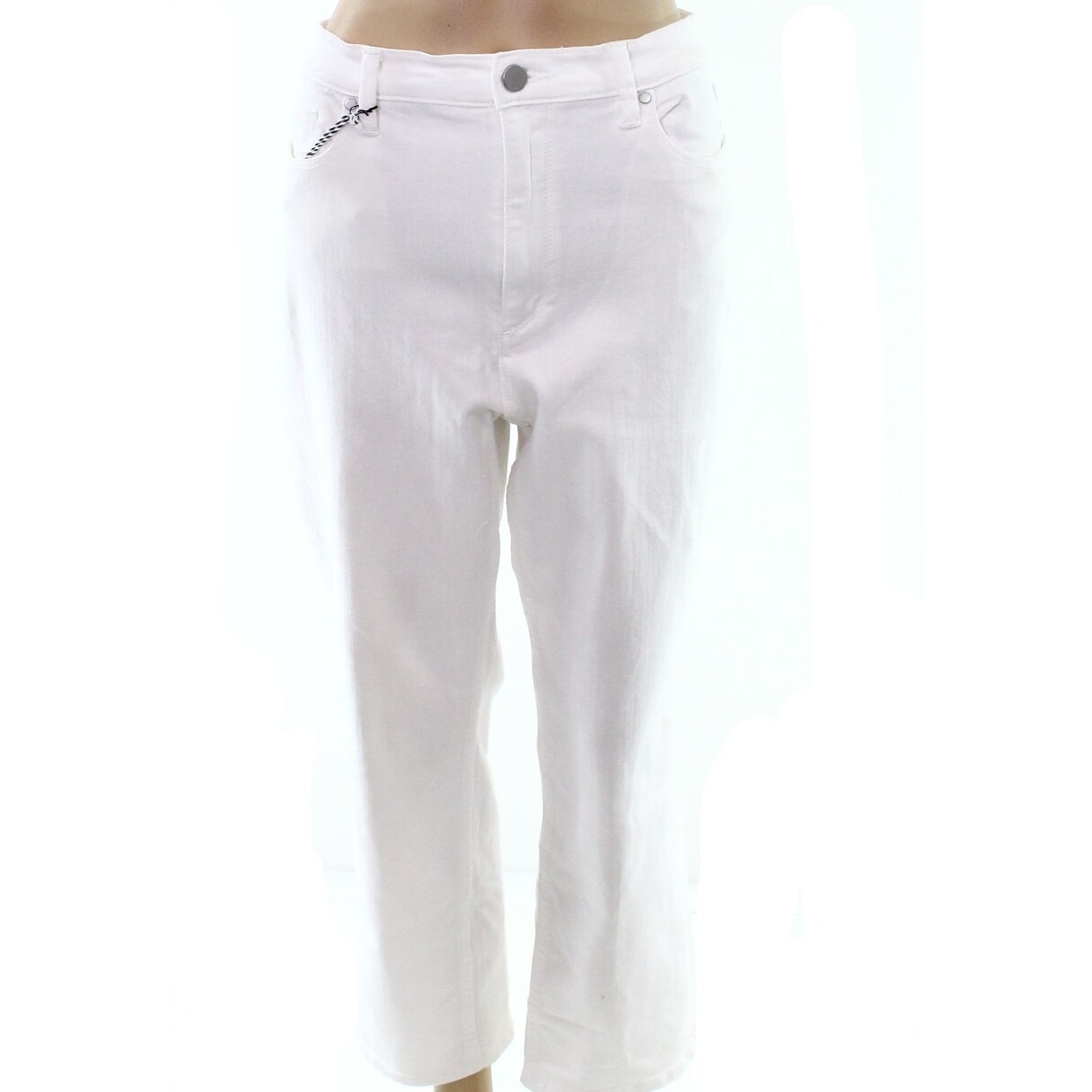 white cropped stretch jeans