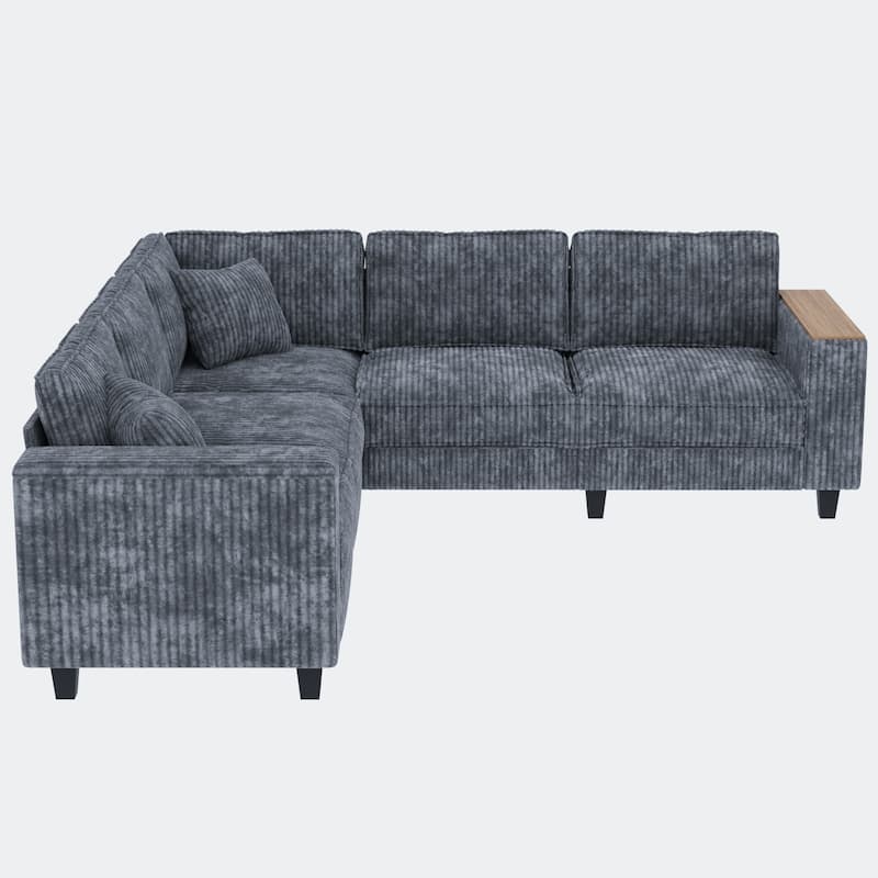 Christopher Knight Home - Jackson Oversized L-Shaped Corduroy Corner Couch with Armrest Storage