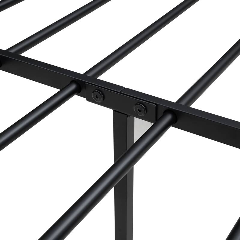 Roomfitters Twin Size Platform Bed, Metal and Wood Bed Frame with Headboard and Footboard