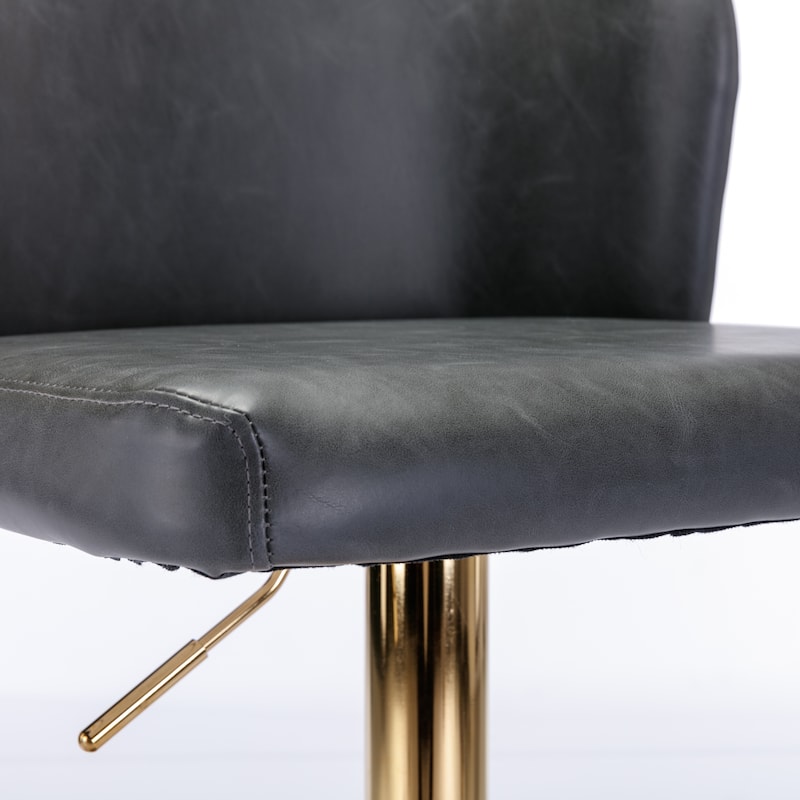 PU Upholstered Swivel Barstools Adjusatble Seat Height, Set of 2