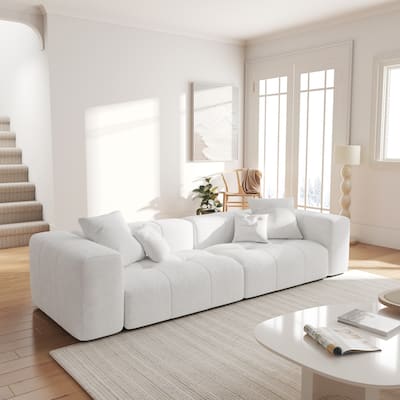 104.8" Linen Sectional Loveseat Sofa Modular Couch with Pillows