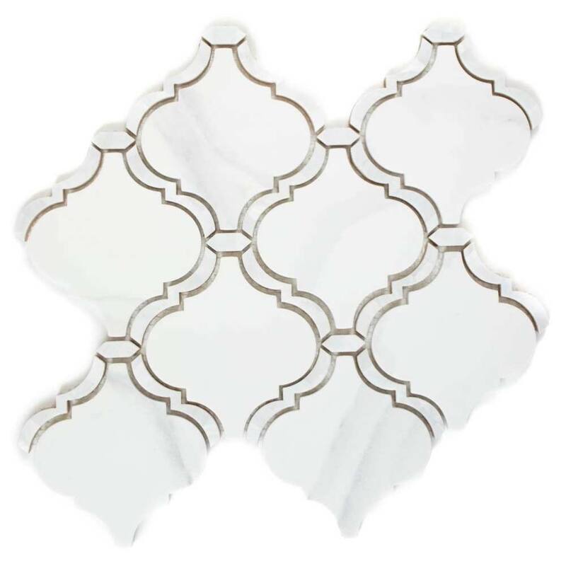 Tahitian Pearl 14in x 14.5in Glass Mosaic Backsplash Wall Tile