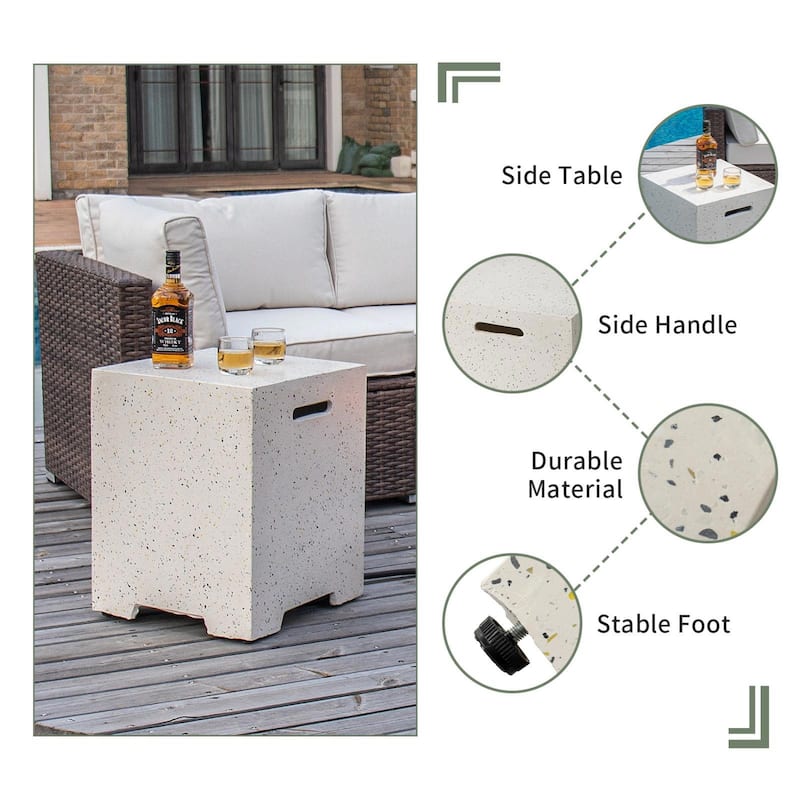 COSIEST 42''Outdoor Rectangular Propane Fire Pit with Wind Guard, Tank Cover Table