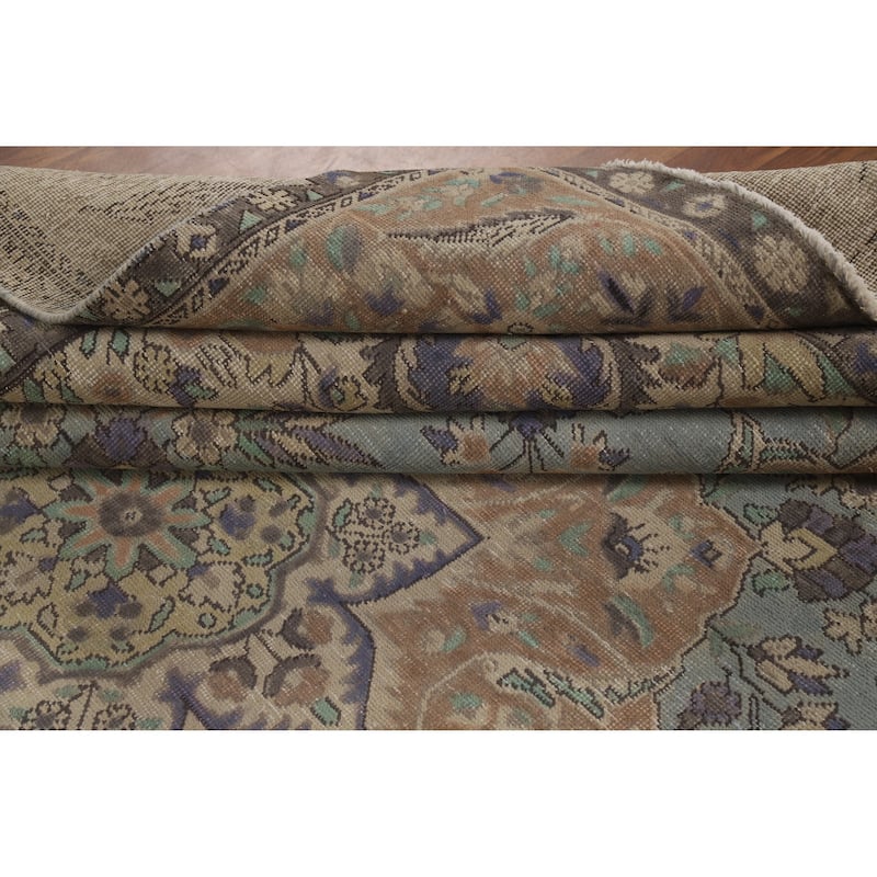 Medallion Tabriz Persian Vintage Rug Oriental Handmade Wool Carpet - 9'3" x 12'4"