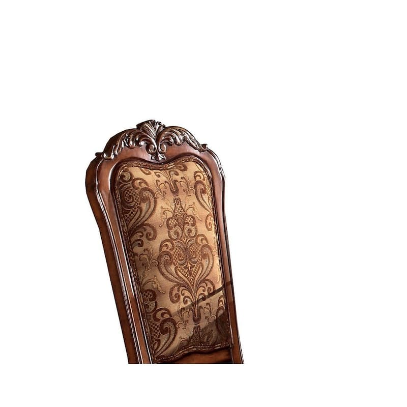 Wooden Side Chair with Claw Legs and Leatherette Seat, Brown, Set of Two - 48 H x 24 W x 21 L