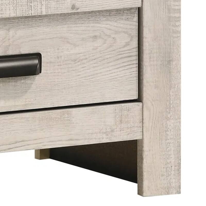 Velz Nightstand, 2 Drawers, Metal Finger Pull Handles, Weathered Beige
