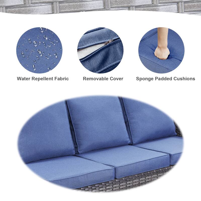 Outdoor Sectional Sofa, Swivel Chairs, Ottomans and Table
