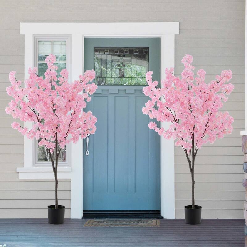 Costway 6.5 FT 1/2 PCS Tall Artificial Cherry Blossom Tree with 900