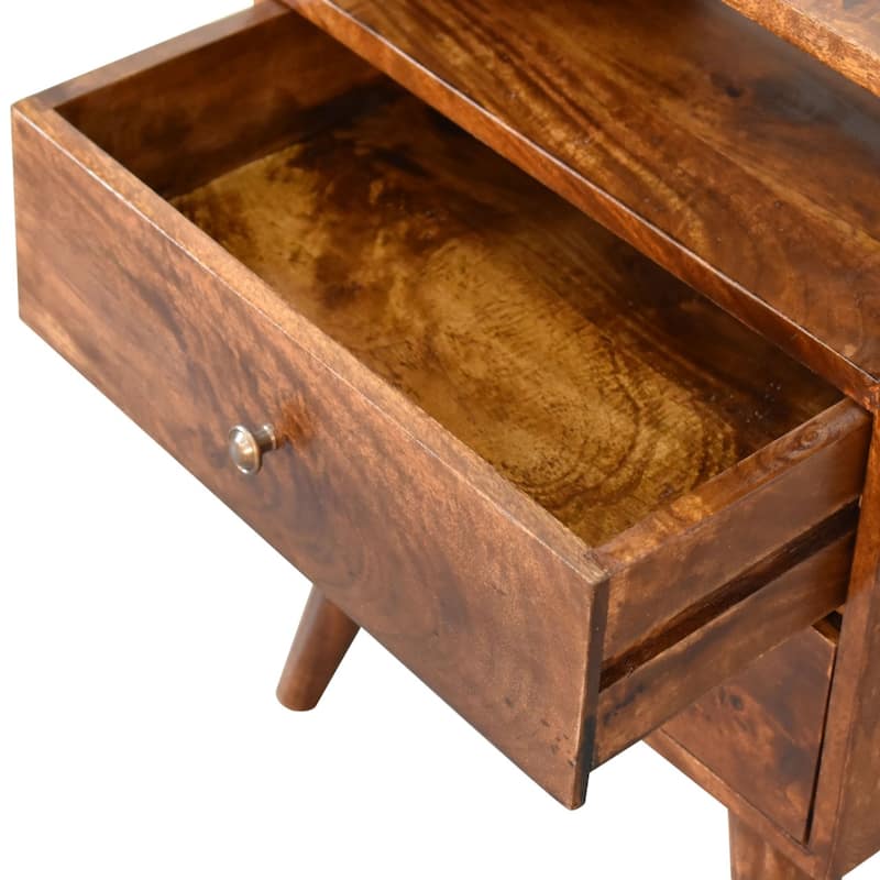 HomeRoots 24" Chestnut Solid Wood Two Drawer Nightstand