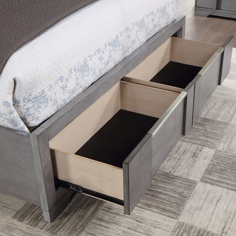 Furniture of America Tona Contemporary 5-Piece Grey Wood Storage Platform Bedroom Set with LED Lights