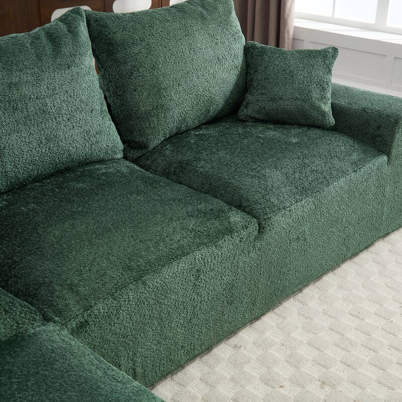 Floor Standing Chaise Lounge Couch L-shape Sectional Sofa with Ottoman