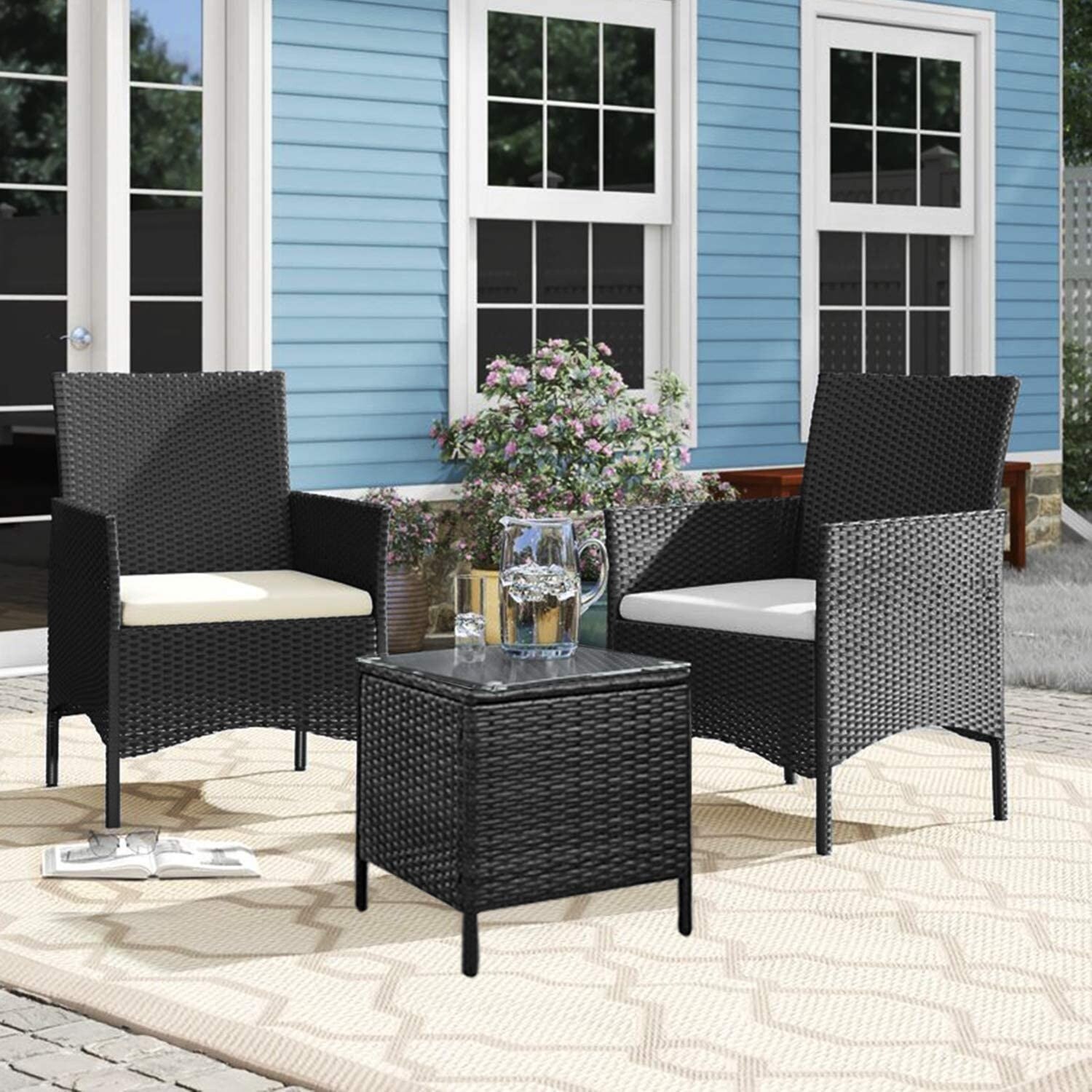 Caynel 3 Pieces Outdoor Patio Conversation Furniture Set Overstock 32748681