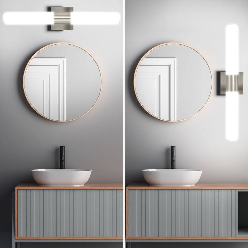 Luxrite LED Bathroom Vanity Light Fixtures 24 Inch Brushed Nickel 5 CCT ...