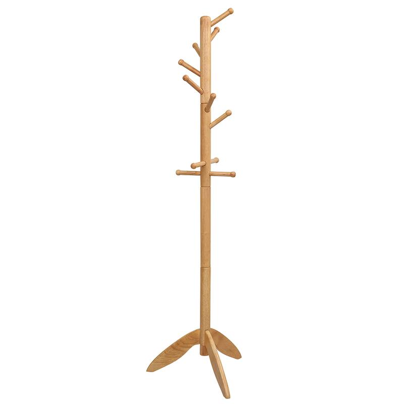 Costway Wooden Coat Rack Entryway Hall Tree 2 Heights w/ 11 Hooks - See Details - Oak