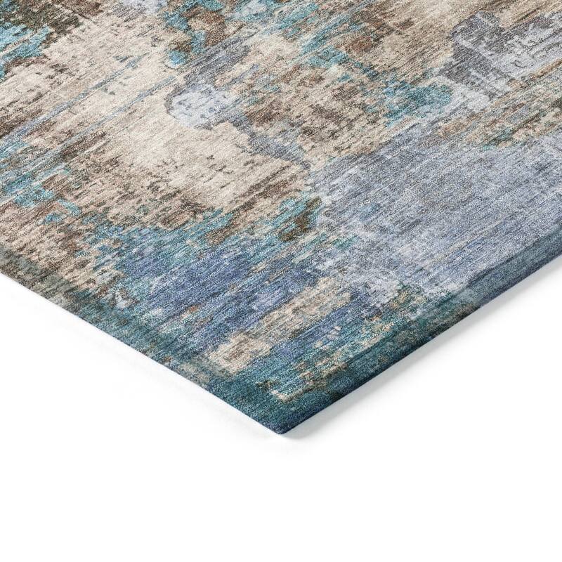 Machine Washable Indoor/ Outdoor Abstact Contemporary Chantille Rug