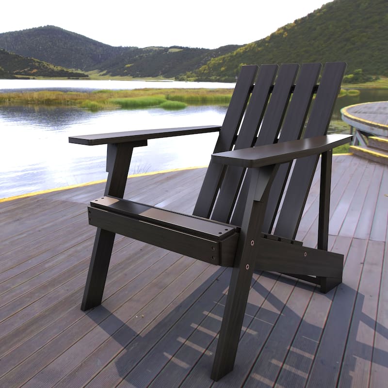Westport Outdoor Patio Modern Acacia Wood Adirondack Chair, by JONATHAN Y