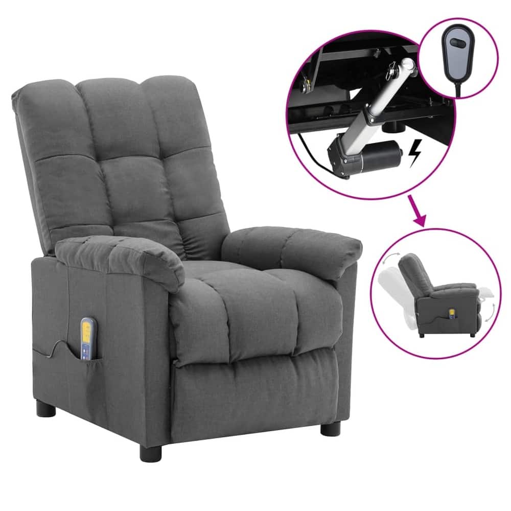 vidaXL Massage Recliner Chair Electric Reclining Chair for Elderly Fabric - 29.1" x 39" x 40.2"