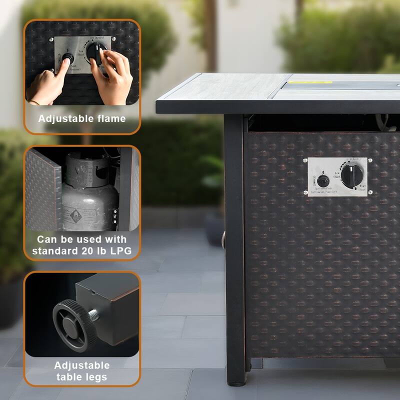 OVIOS 9-Piece Outdoor Wicker Conversation Set with Fire Pit