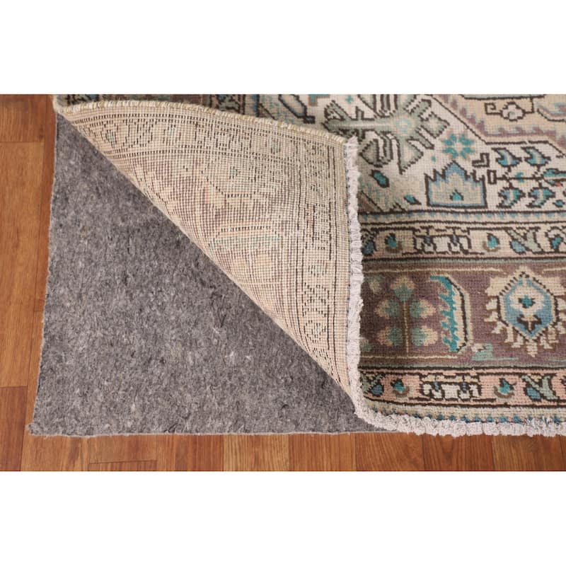 Geometric Peach Tabriz Persian Vintage Rug Hand-Knotted Wool Carpet - 6'4"x 9'5"