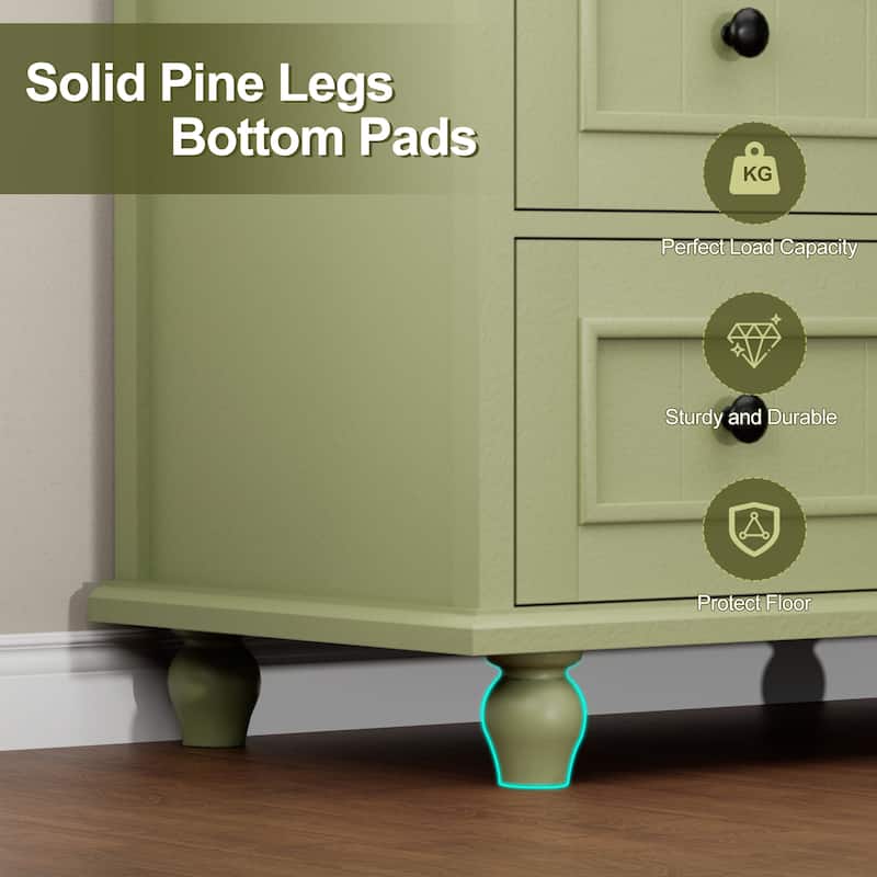 47"W Retro 7-Drawer Dresser Farmhouse Wood Dressers Chest of Drawers