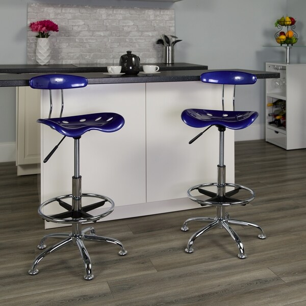 Vibrant Chrome Drafting Stool with Tractor Seat. Opens flyout.