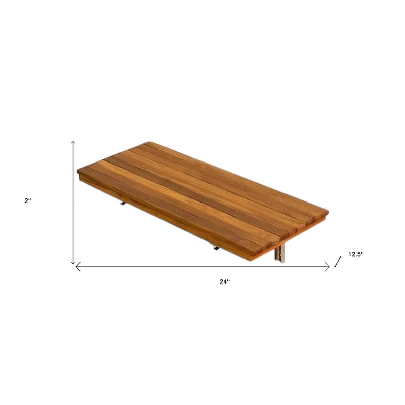 HomeRoots 17" Premium Wall Mount Teak Shower Bench
