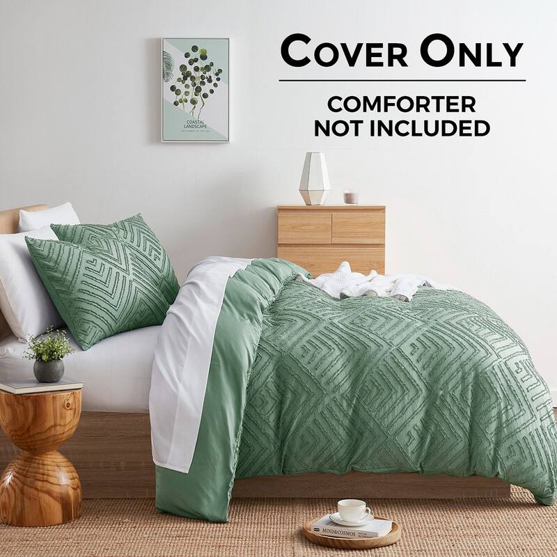 Nestl Boho Tufted Embroidery Double Brushed Duvet Cover with Button Closure